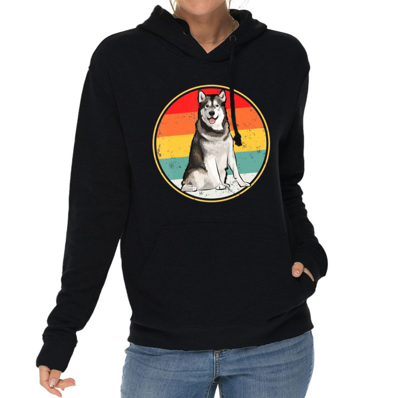 Vintage Retro Sunset Alaskan Malamute Dog T Shirt Lightweight Hoodie | Artistshot