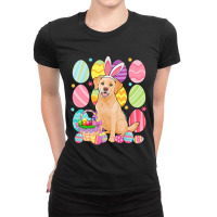 Cute Golden Easter Bunny Ear Colorful Easter Egg B Ladies Fitted T-shirt | Artistshot