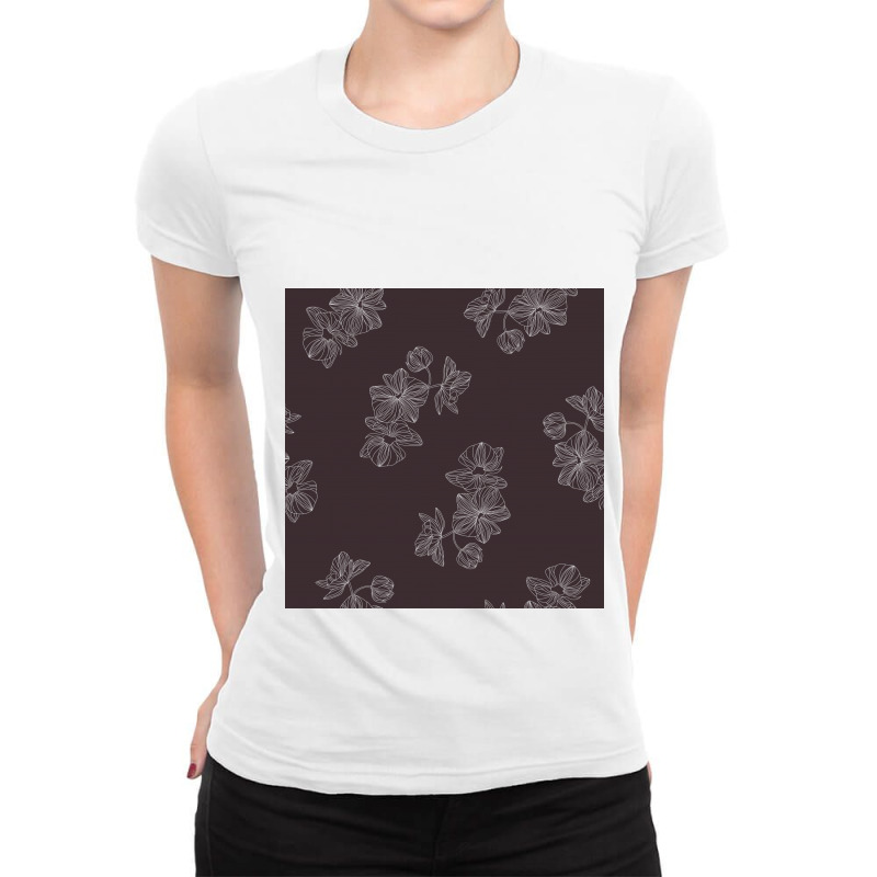 Maroon Floral Ladies Fitted T-Shirt by The Silk Craft | Artistshot