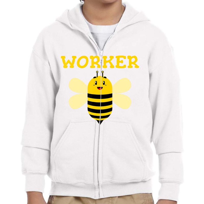 Worker Bee Funny Beekeeping Text Graphic T Shirt Youth Zipper Hoodie | Artistshot