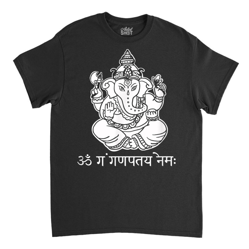 Ganesh T Shirt With Sanskrit Ganesha Mantra Classic T-shirt by ewubea | Artistshot