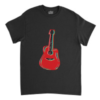 Guitar On Red Classic T-shirt | Artistshot