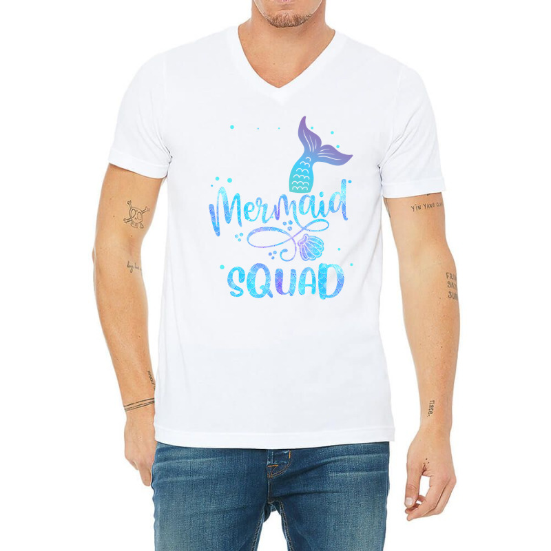 Mermaid Squad Cute Girls Birthday Squad Mermaid Ta V-neck Tee | Artistshot