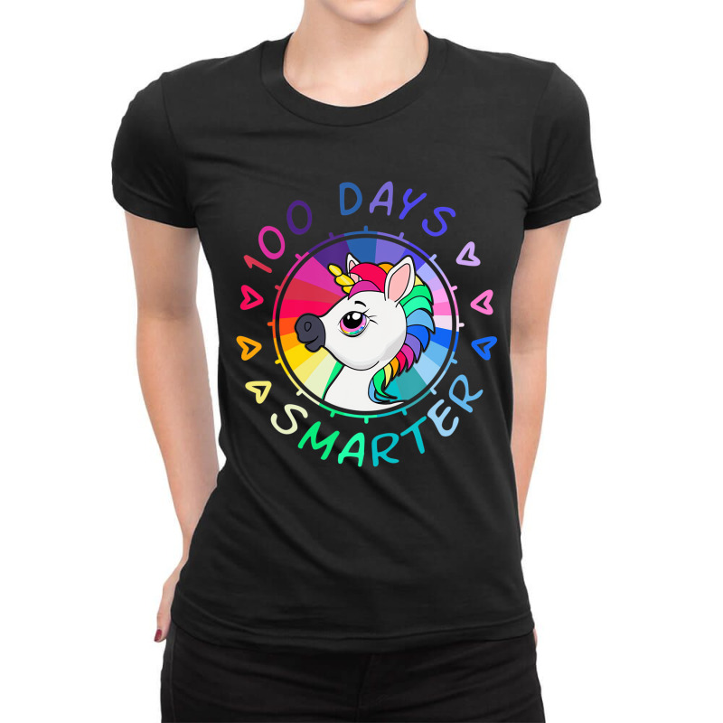 100 Days Of School Magical Unicorn 100 Days Smarte Ladies Fitted T-Shirt by tamicam | Artistshot