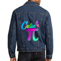 Pi Day Funny Cute Cutie Pi Pretty Math Butterfly Men Denim Jacket | Artistshot