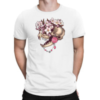 Fancy Cat Skull With Cherry Blossums T-shirt | Artistshot