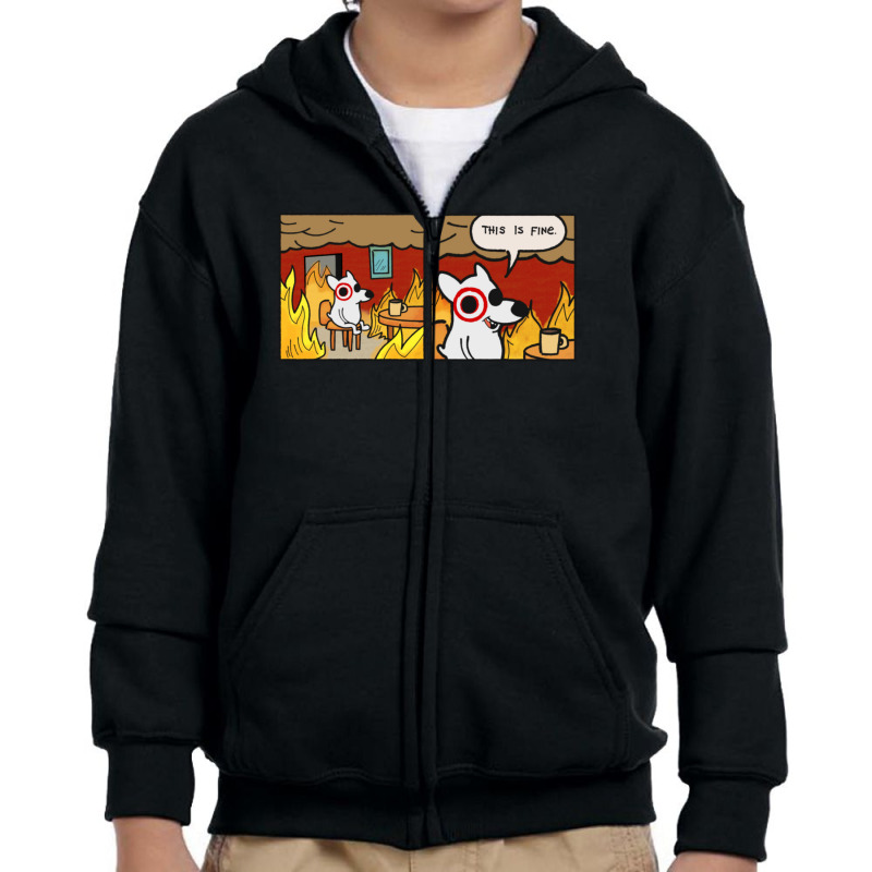 This Is Fine Bullseye Youth Zipper Hoodie | Artistshot