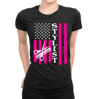 Hair Stylist American Flag Tshirt Ladies Fitted T-shirt | Artistshot