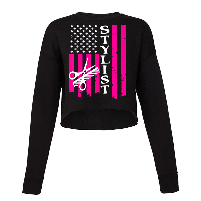 Hair Stylist American Flag Tshirt Cropped Sweater by holden | Artistshot