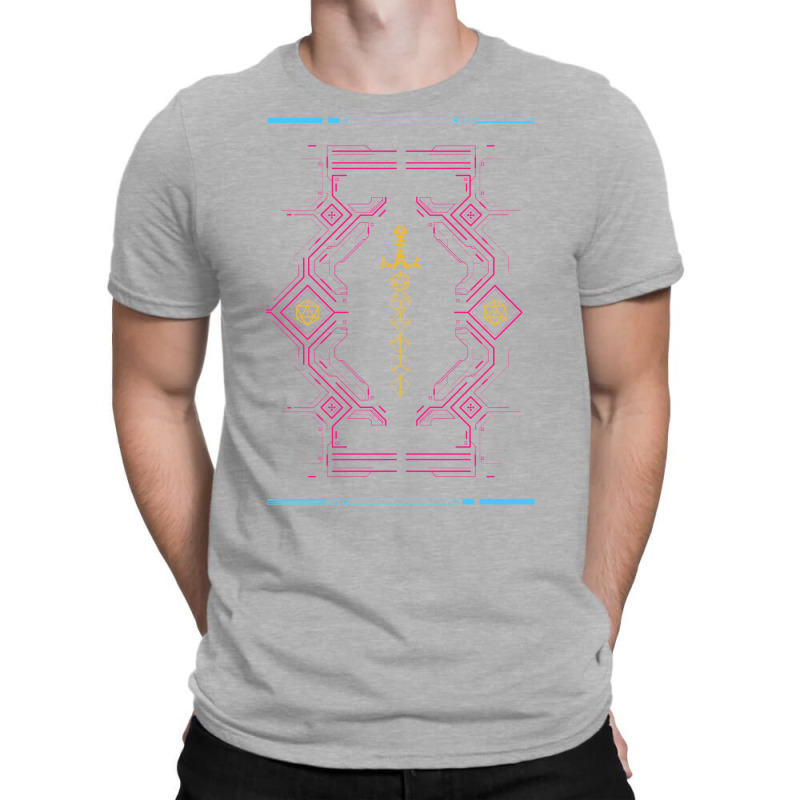 Polyhedral Dice Sword Synthwave Colors Neon T-Shirt by basaulajtonya | Artistshot