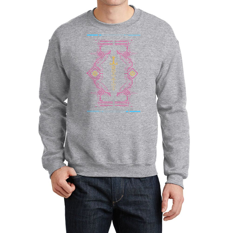 Polyhedral Dice Sword Synthwave Colors Neon Crewneck Sweatshirt by basaulajtonya | Artistshot