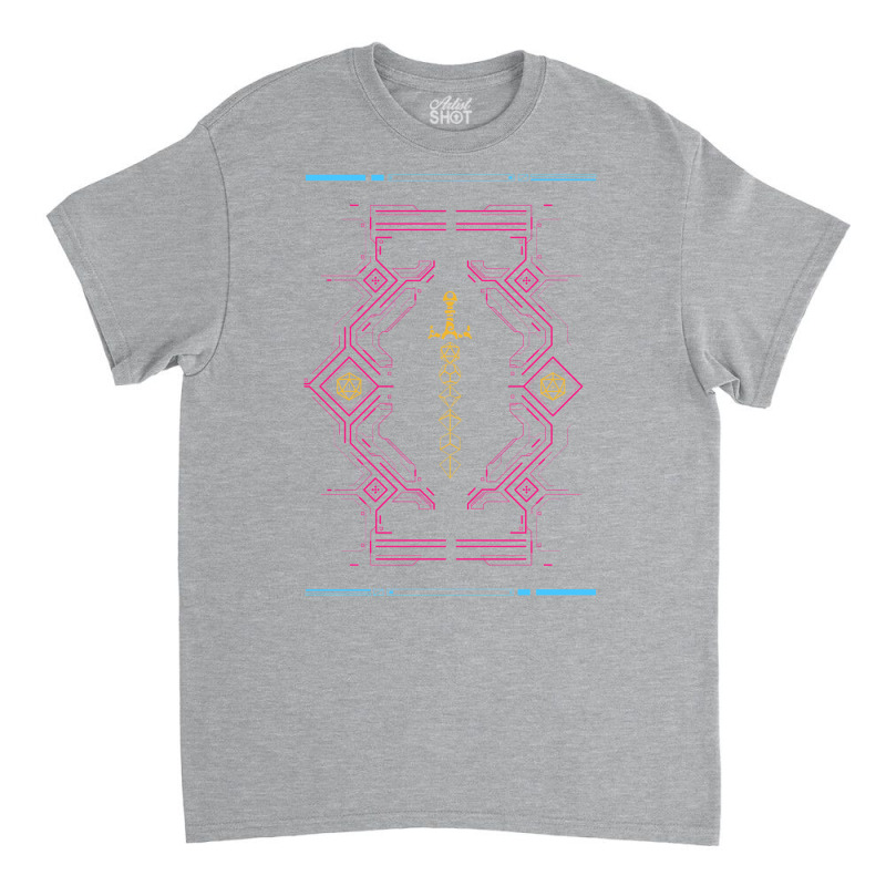 Polyhedral Dice Sword Synthwave Colors Neon Classic T-shirt by basaulajtonya | Artistshot