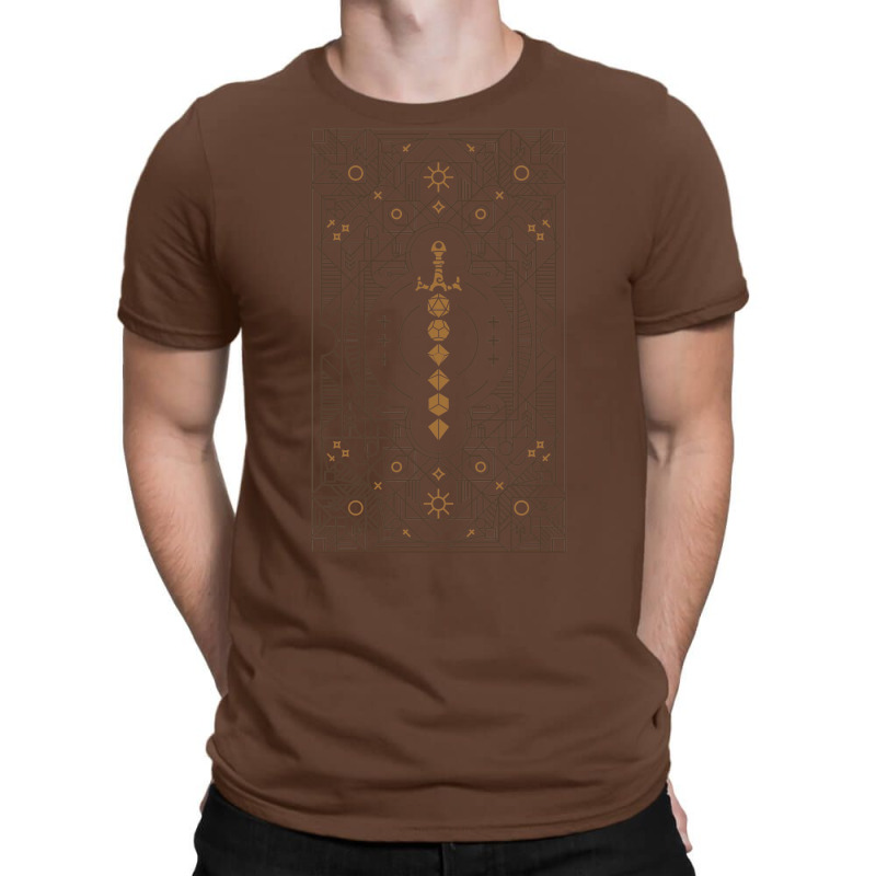 Polyhedral Dice Sword Vintage Minimalist Tabletop T-Shirt by basaulajtonya | Artistshot