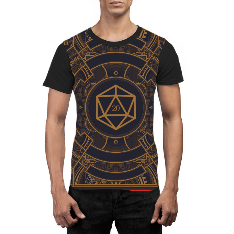 Polyhedral Fantasy D20 Dice Steampunk Graphic T-shirt by basaulajtonya | Artistshot