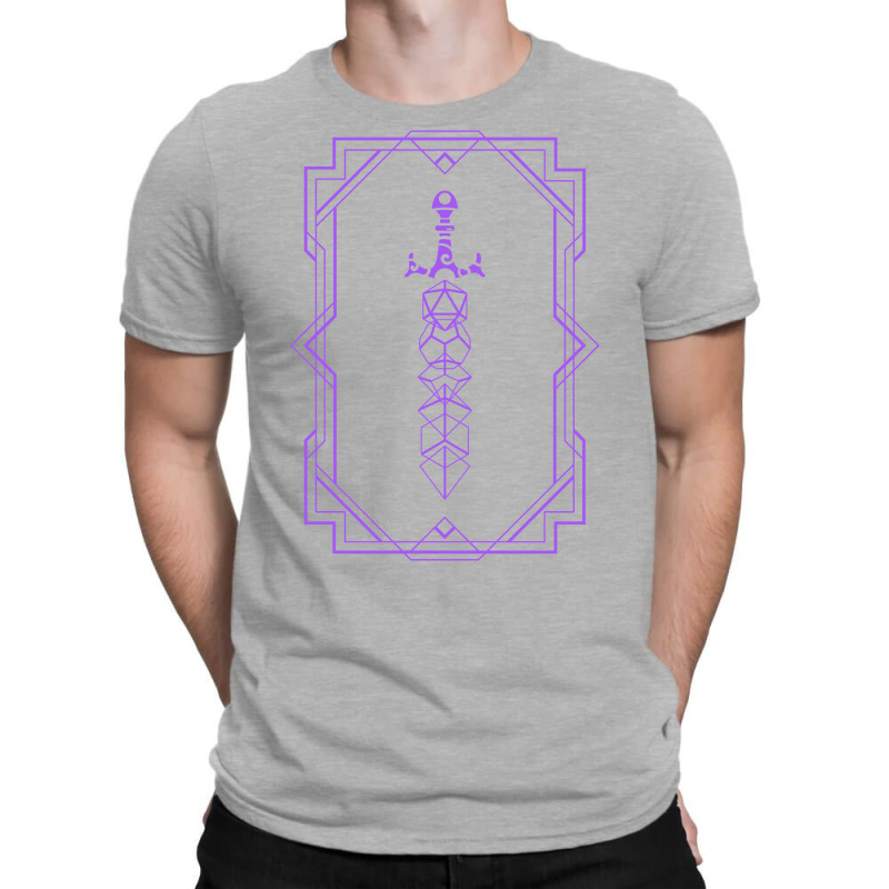 Purple Framed Vintage Polyhedral Dice Set Sword T-Shirt by basaulajtonya | Artistshot