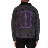 Purple Framed Vintage Polyhedral Dice Set Sword Unisex Sherpa-lined Denim Jacket | Artistshot