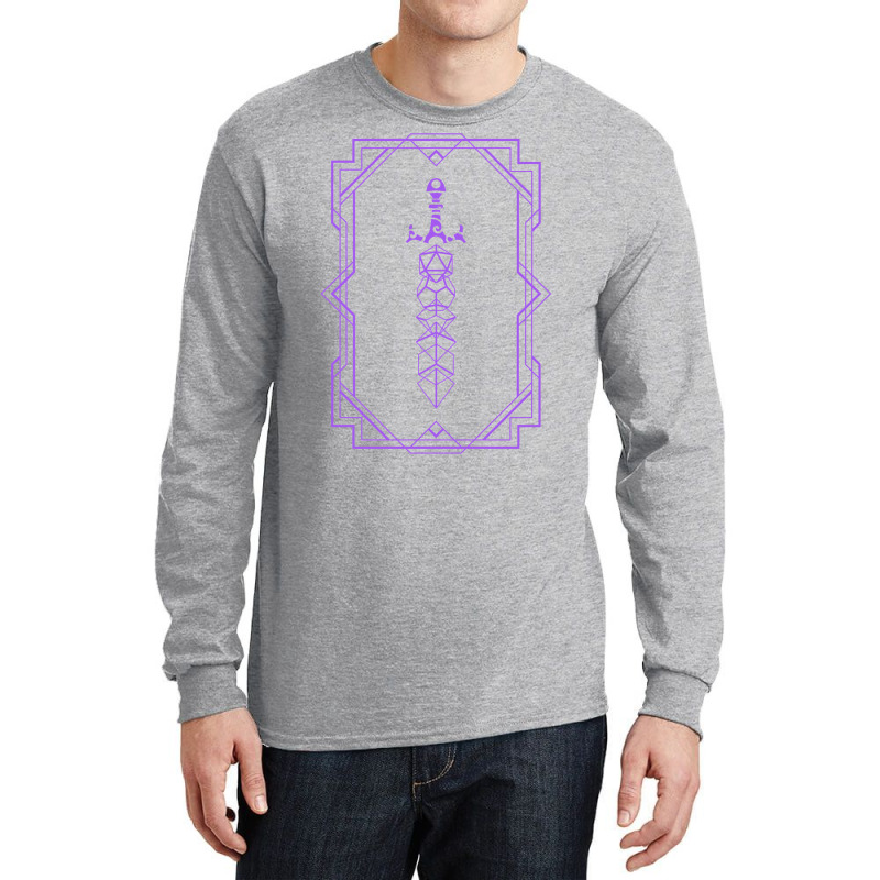 Purple Framed Vintage Polyhedral Dice Set Sword Long Sleeve Shirts by basaulajtonya | Artistshot