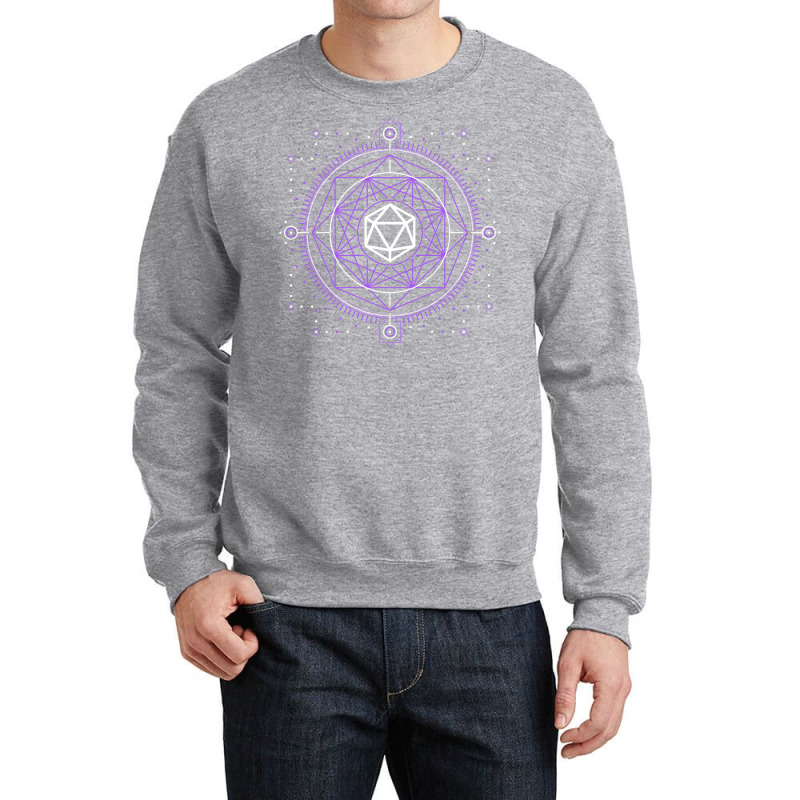 Purple Sacred Symbol Polyhedral D20 Dice Tabletop Crewneck Sweatshirt by basaulajtonya | Artistshot