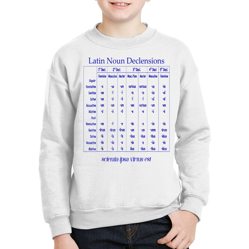 Latin Noun Declension Chart T Shirt For Classical Youth Sweatshirt by worrekal | Artistshot