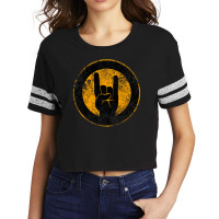 Heavy Metal Satan Horns Ring Black & Orange Antiqu Scorecard Crop Tee | Artistshot