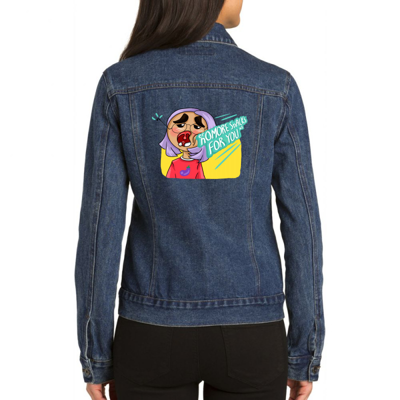 Snack Punch Ladies Denim Jacket by manatee_papa | Artistshot