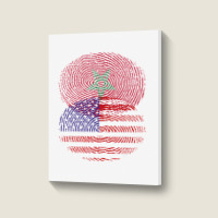 Moroccan American Fingerprint Flags T Shirt Portrait Canvas Print | Artistshot