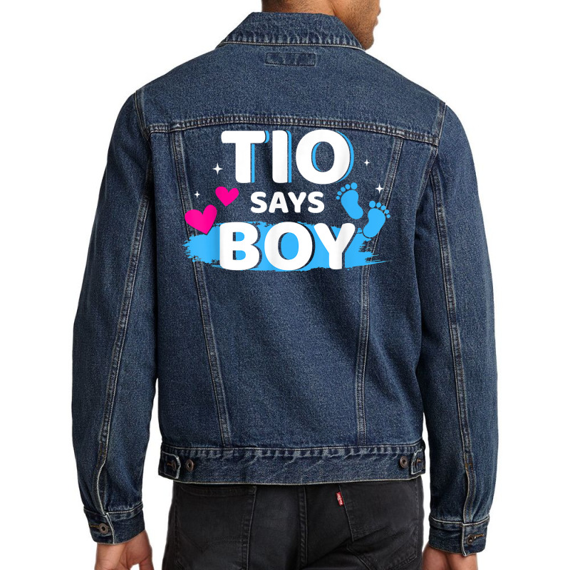 Mens Gender Reveal Tio Says Boy Matching Family Ba Men Denim Jacket | Artistshot