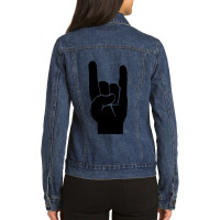 Heavy Metal Satan Horns Black Ladies Denim Jacket | Artistshot