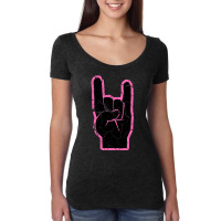 Heavy Metal Satan Horns Black & Hot Pink Cracked 1 Women's Triblend Scoop T-shirt | Artistshot