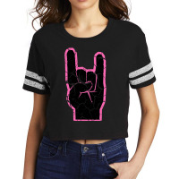 Heavy Metal Satan Horns Black & Hot Pink Cracked 1 Scorecard Crop Tee | Artistshot