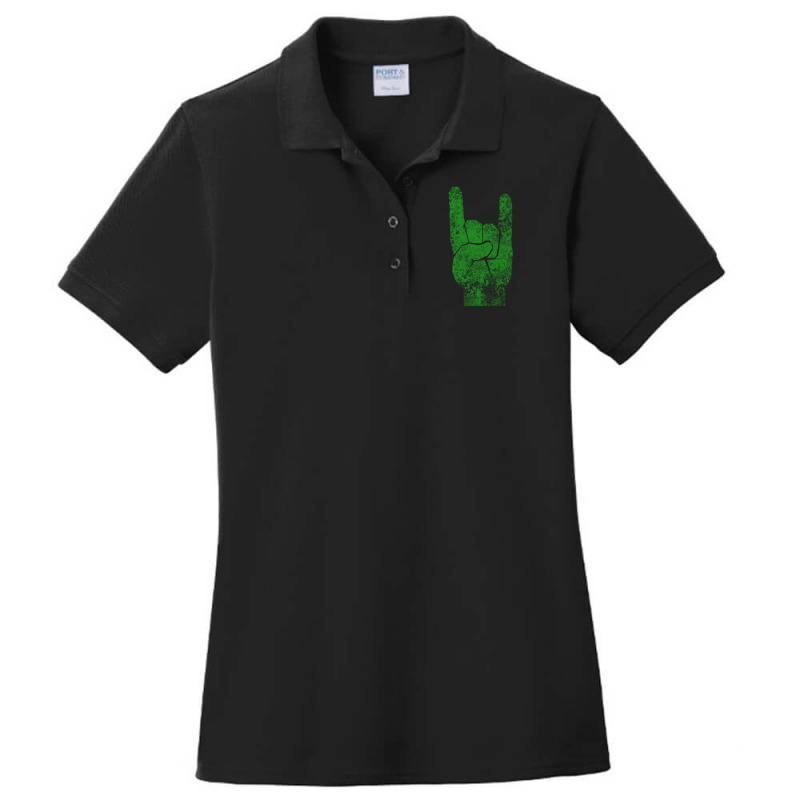 Heavy Metal Satan Horns Green Antiqued Ladies Polo Shirt by NANCYLTICKLE-SUMMERS | Artistshot