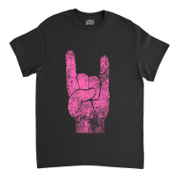 Heavy Metal Satan Horns Hot Pink Antiqued Classic T-shirt | Artistshot