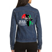 Black History Juneteenth Inspring Black Leader Map Ladies Denim Jacket | Artistshot