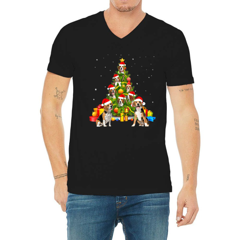 Beagle Dog Lover Matching Santa Beagle Christmas T V-Neck Tee by holden | Artistshot