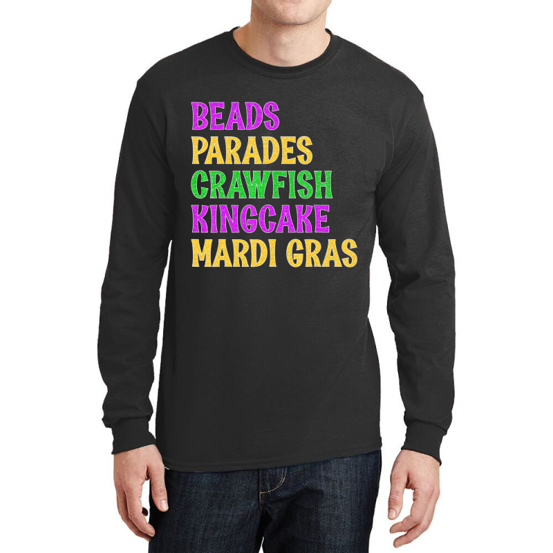 Beads, Parades, Crawfish, Kingcake, Mardi Gras Men Long Sleeve Shirts | Artistshot