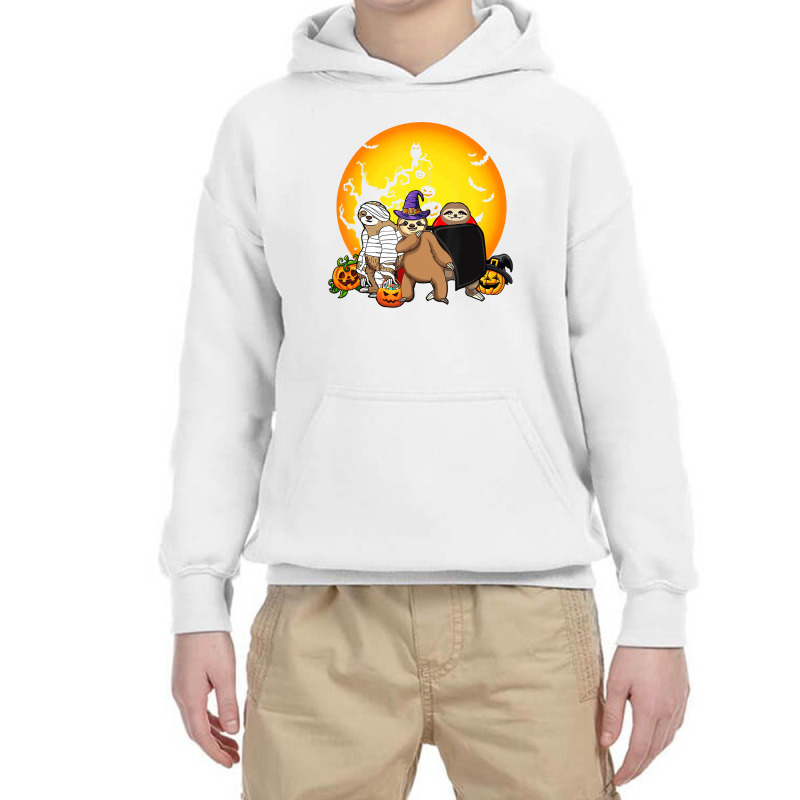 Boo Halloween Sloth With Pumpkin Funny Halloween C Youth Hoodie by holden | Artistshot