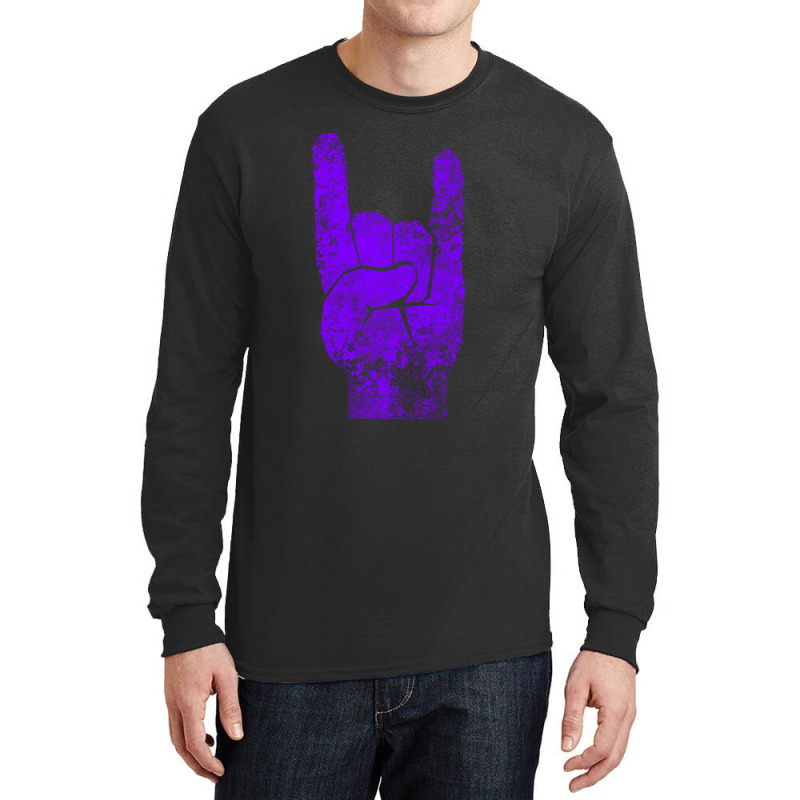 Heavy Metal Satan Horns Violet Antiqued 1 Long Sleeve Shirts by NANCYLTICKLE-SUMMERS | Artistshot