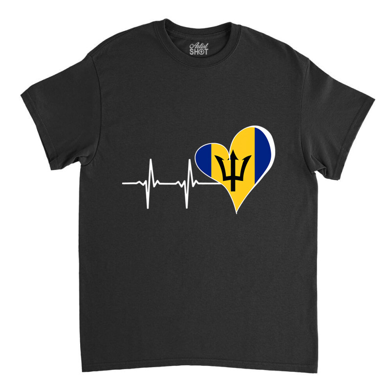 Barbados Bajan Flag Pride Heart Flag Map Dna Herit Classic T-shirt by imelde | Artistshot