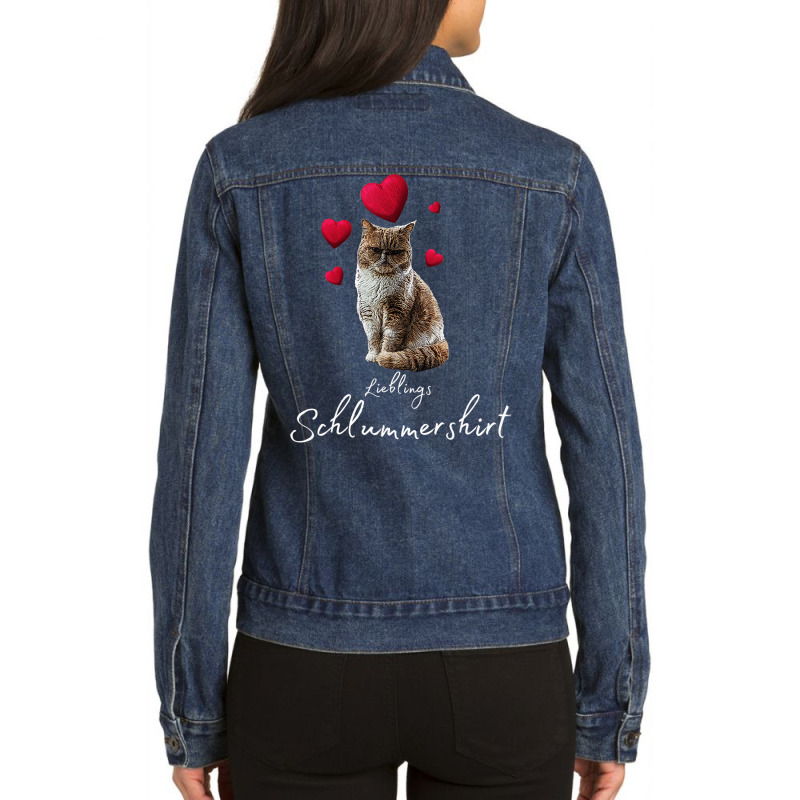 Lieblings Sleeping Shirt Cat With Heart Pyjamas Ca Ladies Denim Jacket by bonne | Artistshot