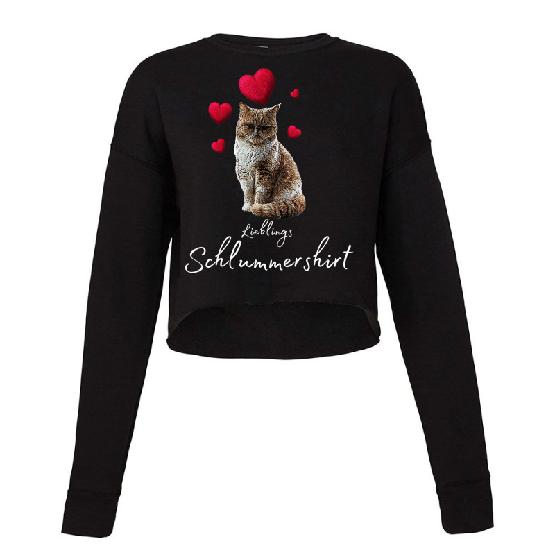 Lieblings Sleeping Shirt Cat With Heart Pyjamas Ca Cropped Sweater by bonne | Artistshot