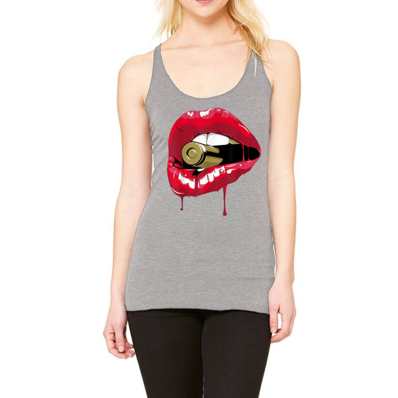 Red Lips Bullet Biting T Shirt Racerback Tank by ewubea | Artistshot