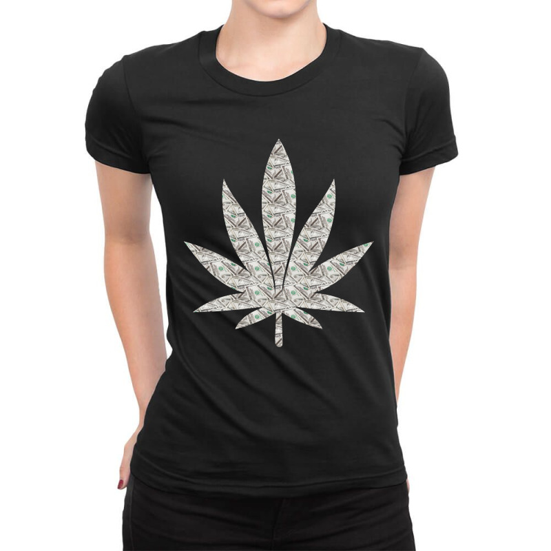 Feuille Cannabis Dollars Ladies Fitted T-Shirt by Dav | Artistshot