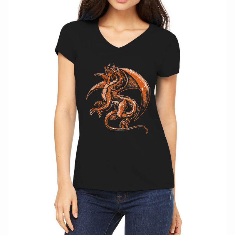 Fantasy Dragon Middle Ages Women's V-Neck T-Shirt by spreesgomez | Artistshot