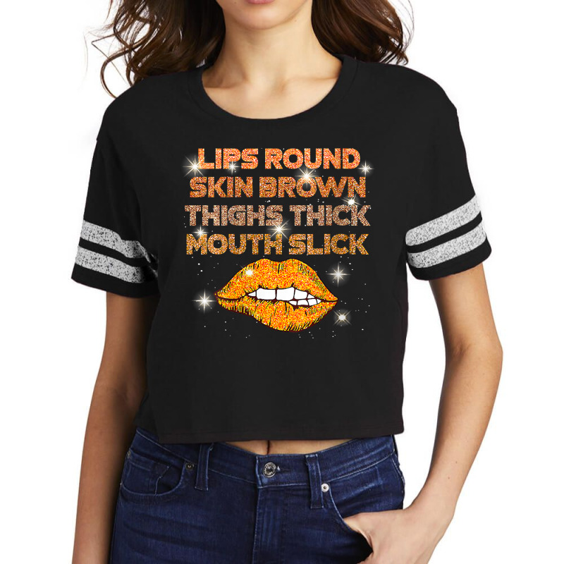 Womens Lips Round Skin Brown Thighs Thick Mouth Sl Scorecard Crop Tee | Artistshot