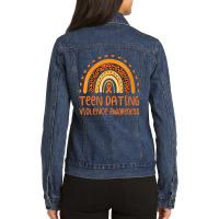 Womens Rainbow We Wear Orange Teen Dating Violence Ladies Denim Jacket | Artistshot