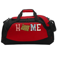 Home State Oregon Map With Floral Pattern And Leopard Texture Active Duffel | Artistshot