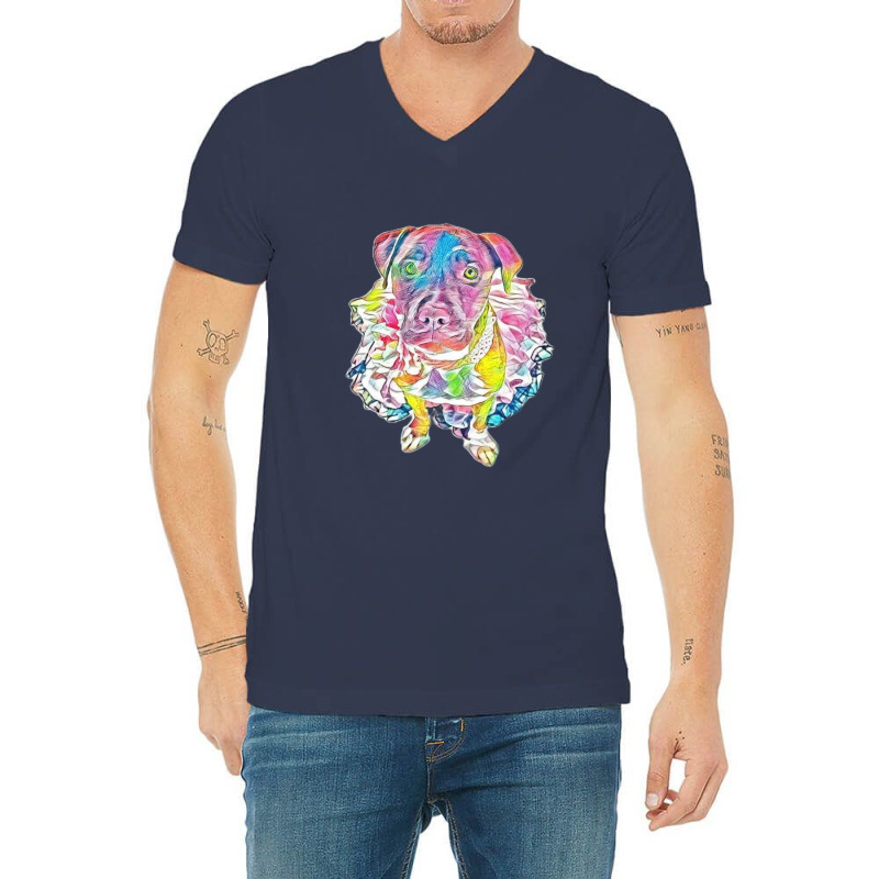 Pit Bull Dog Isolated On Whit V-Neck Tee by Kemnabi | Artistshot