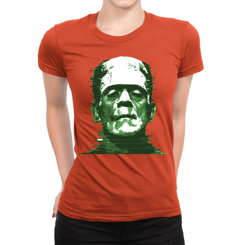 3d Printed Retro Frankenstein Glitch Remix Graphic Ladies Fitted T-Shirt by mandilliibeko | Artistshot