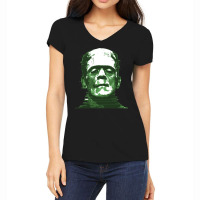 3d Printed Retro Frankenstein Glitch Remix Graphic Women's V-neck T-shirt | Artistshot