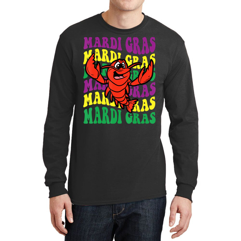 Crawfish Mardi Gras Retro Mudbug Carnival Parade C Long Sleeve Shirts by scrabeck | Artistshot